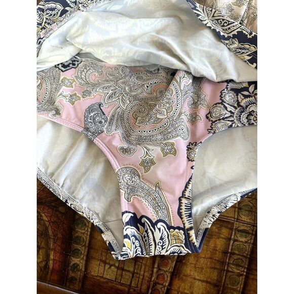 KUNY BARCELONA Women's Paisley Floral Tankini One Piece Swimsuit Pink Size 16 - Picture 8 of 9